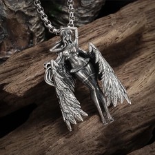 Gaia Angel Jewelry Vintage Silvery Sexy Goddess Standing Pendant Necklace picture