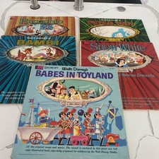 5 Walt Disney Pinocchio Snow White Bambi Peter Pan Disneyland Records Read Descr picture
