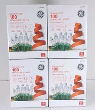GE String A Long 100 Count In/Outdoor Mini Clear White Light On Green Wire 4-PK picture