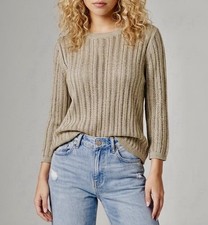 NWT Talbots Women’s Size PXL Gold Metallic Linen Blend Pullover Sweater picture