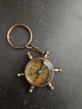 Nautical Wheel Keychain Compass Vintage Antique Style Brass Pocket Compass Gift picture