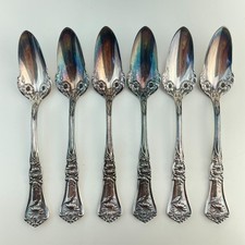 Antique Wm A Rogers Silverplate Grapefruit Spoon Grenoble Gloria 1906 Set of 6 picture