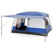 8-Person Camping Tent with Porch Large Family Cabin Tent with 2 Rooms & 2 Doors picture