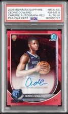 2025 Bowman Sapphire CEDRIC COWARD RC Chrome Auto Red Refractor /5 PSA 8 Auto 10 picture