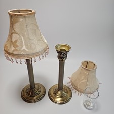 2 PartyLite CLASSIC CREATIONS Lamp Gold Taper Holder w/ Shade Kit P8779 & P8856 picture