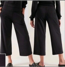 Athleta Pants Womens Small Black Seasoft Wide Crop Pants Marshmallow Soft picture