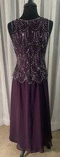 J Kara 14W Burgundy Beaded Maxi Gown Plus Size Mother Bride Formal Dress NWT picture