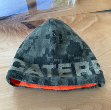 CAT Men’s Reversible Knit Beanie, Camouflage Pattern, Orange/Green/Gray, OS picture