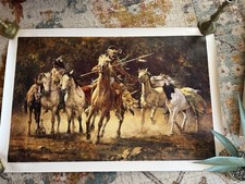 Howard Terpning Limited Edition Signed Giclee On Canvas. ‘ THE CAPTURED PONIES’  picture