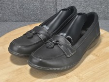 Clarks Ashland Bubble Loafers Women's Size 8.5 M Slip On Flats Black Leather picture
