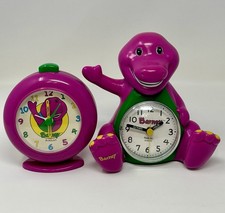 Vintage Barney The Dinosaur Armitron Quartz Clock 1993 The Lyons Group Lot Of 2 picture