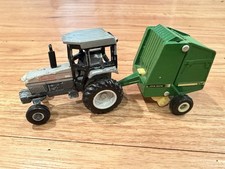 ERTL White American 80 Tractor John Deere 536 Round Baler 1/64 Farm Toy Lot picture