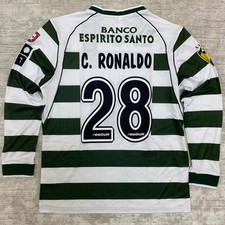 C.Ronaldo 2001/03  #28 Sporting CP Home Jersey Long Sleeve Men’s jerseys picture