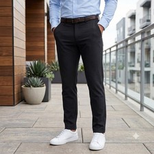 NEW Mizzen+Main Helmsman Chino Pant Mens 36x30 Black Slim Fit Stretch 1BO-0875 picture