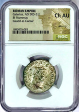 305-311 AD Galerius 26mm Ancient Roman Bi Nummus Coin NGC Choice AU Silvering picture