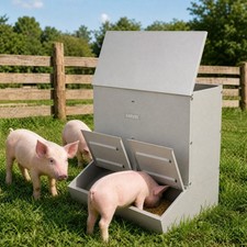 NEW🔥Hog Feeder 3.7 Bushel Metal Double Door Pig Feeder Feeding up to 8 Hogs picture