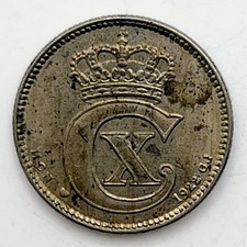 1922 Denmark 25 Ore KM-815.2a UNC Uncirculated Scarce Better Date Christian X picture