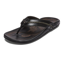 OluKai Mea Ola Men's Premium Leather Flip Flop Sandals Beach Casual Shoes picture
