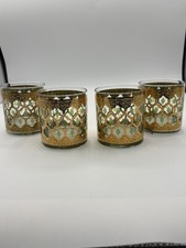 Vintage Set of 4 Alberto Culver Valencia 22KT Gold Old-Fashioned Glasses picture
