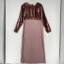 NWT Vintage J.Jill Velour Gauze Peasant Maxi Dress Size Medium Rosewood Renfair picture