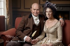 LOUISA ADAMS and President JOHN QUINCY ADAMS Postcard Made from Adams' Life Mask picture