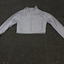 Paragon Fitwear Cropped Jacket Womens L Gray Gym Stretch Full Zip Long Sleeve picture