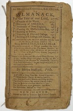 1776 ASTRONOMICAL EPHEMERIS ALMANACK STAFFORD NEW HAVEN REVOLUTIONARY WAR YALE picture