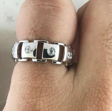 1/4 Ct Genuine Diamond 10K Gold Five Stone Band Engagement Mens Ring Size 10 picture