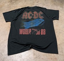 Vintage 80s AC/DC Blow Up Your Video World Tour 88 T-Shirt, Size XL Made In USA picture