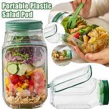 1-4pc Portable Salad Jar Side Open Leak Proof Transparent Food Storage Container picture