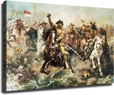 Teddy Roosevelt and The Rough Riders Charging Poster Canvas Painting Posters picture