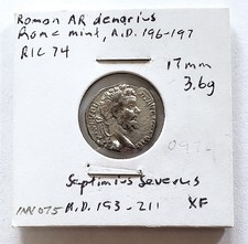 SCARCE Ancient Roman Septimius Severus Silver Denarius Coin, RIC 74, 197 AD picture