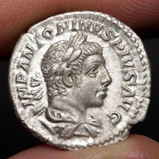 Elagabalus Denarius Ancient Roman Empire Silver Coin 218AD Choice VF Libertas picture