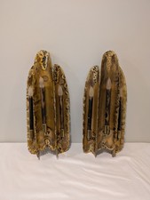 Pair Tom Greene Feldman Brutalist Brass Wall Sconces 3-Light MCM Vintage picture
