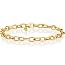 14K Solid Yellow Gold 5.2mm Thick Cable Chain Link Bracelet 7.5 inch Polished picture