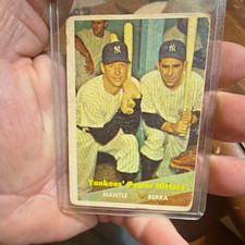 1957 Topps #407 Yankees' Power Hitters Mantle Berra New York Yankees picture