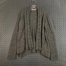 Anthropologie Elsamanda Gray Knit Open Front Cardigan Sweater Women's Size M picture