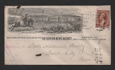 Us 1889 Chicago Il Kenyon News Agency Advertising Cover Mail Carrier & Train picture