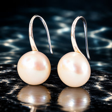 Pearl Earrings White Freshwater Drop Hook Silver Filled Elegant Wedding Bridal picture