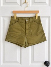 Madewell Curvy Perfect Vintage Utility Shorts Olive Green Size 25 NWT picture