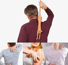 Cat-Shaped Wooden Handheld Back Scratcher, Brown 17 in Trigger Point picture