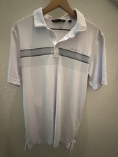 TravisMathew Men's L White Short Sleeve Polo Shirt Performance picture