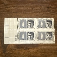 1965 Pres. John F Kennedy Plate Block of 4 5c Postage Stamps Sc# 1246 MNH picture