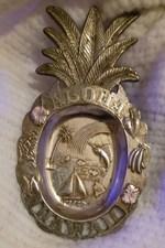 Vintage Pineapple Metal Ashtray Hawaii Souvenir, 1970s picture