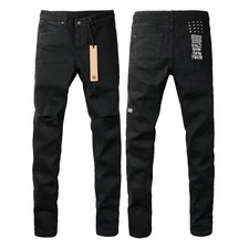 New KSUBI Men's Fashion Splash-ink Slim Fit jeans Black Simple Leisure Pants picture
