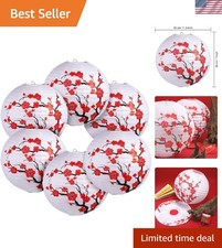 6 Pack Chinese Japanese Paper Lantern Red Cherry Blossom Paper Lantern for Ch... picture