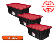 Hyper Tough 27 Gallon Snap Lid Plastic Storage Bin Container Pack of 3 picture