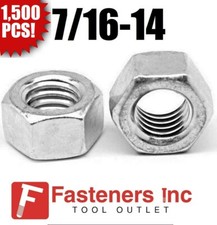 (Qty 1,500) 7/16-14 Low Carbon Grade 2 Finished Hex Nuts Zinc Plated Bulk Box picture