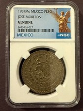 1957 Mo Mexico Peso Jose Morelos NGC Genuine Certified Silver Coin picture