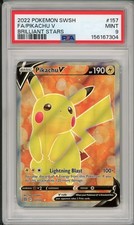 2022 Pokemon SWSH Brilliant Stars Pikachu V Full Art #157 PSA 9 picture